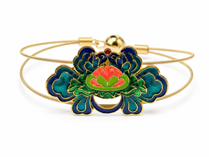Enamel Lotus Flower Guitar String Bracelet by N Harmony Jewelry, handmade jewelry main product photo