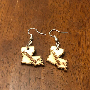Louisiana State Wooden Dangle Earrings | State Pride Jewelry