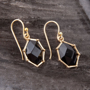 Lucky 7's Earrings - Onyx detail view by Barse Jewelry
