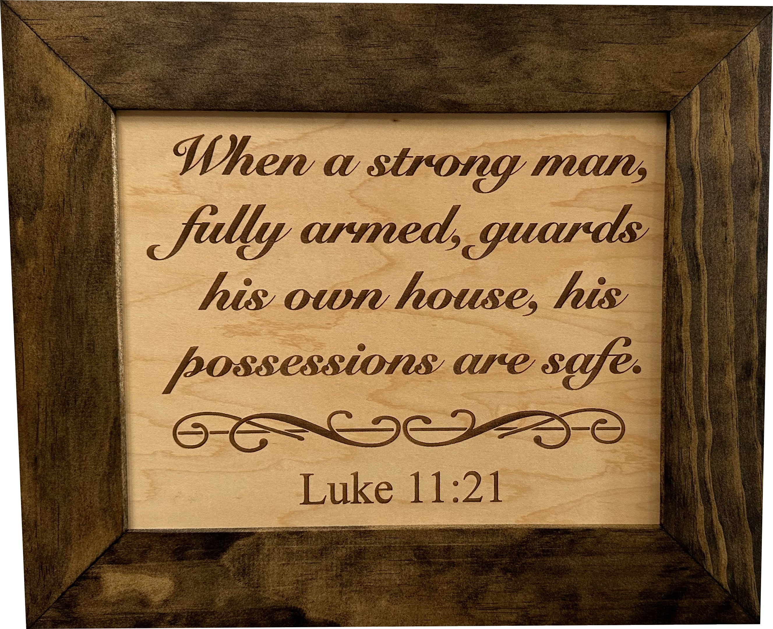 Hidden Gun Safe Recessed In Wall With Luke 11:21 Bible Verse Decoration - Recess In The Wall or Mount On The Wall by Bellewood Designs by Bellewood Designs, Southern home decor