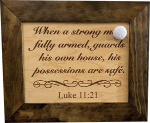 Hidden Gun Safe Recessed In Wall With Luke 11:21 Bible Verse Decoration - Recess In The Wall or Mount On The Wall by Bellewood Designs by Bellewood Designs, Southern home decor