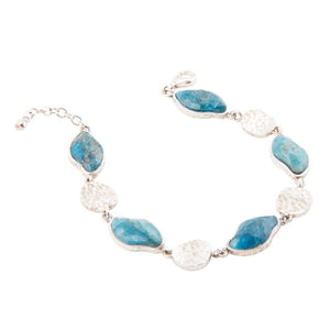 Luna Blue Apatite and Sterling Silver Line bracelet detail view by Barse Jewelry