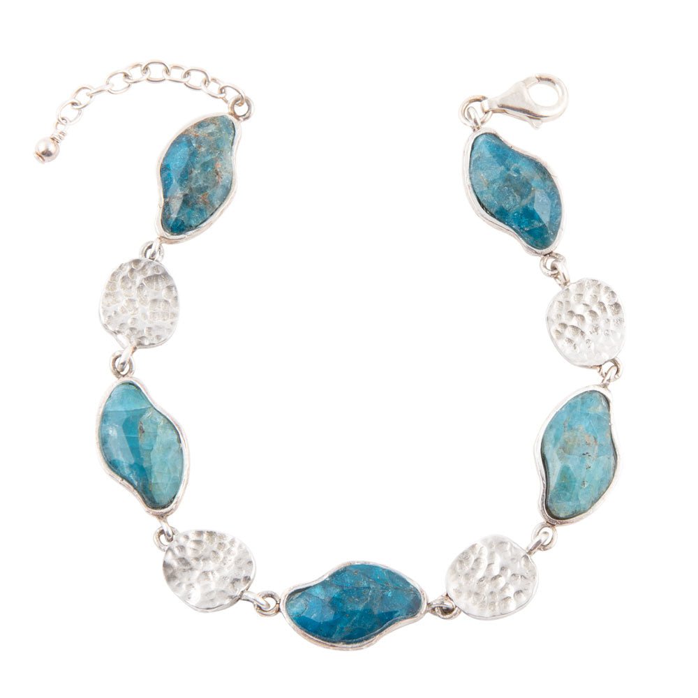 Luna Blue Apatite and Sterling Silver Line bracelet by Barse Jewelry