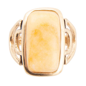 Luster Yellow Agate Golden Statement Ring detail view by Barse Jewelry