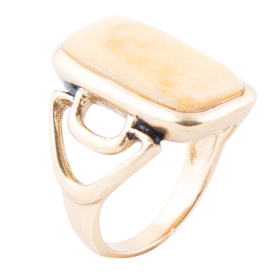 Luster Yellow Agate Golden Statement Ring by Barse Jewelry