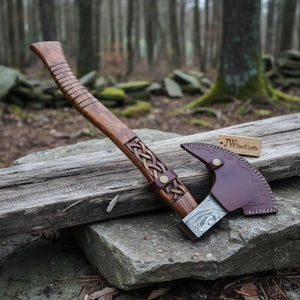Handmade Damascus Steel Tomahawk Axe by JW SteelCrafts, Southern lifestyle apparel detail photo 3