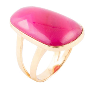 Madeleine Pink Agate Golden Ring detail view by Barse Jewelry