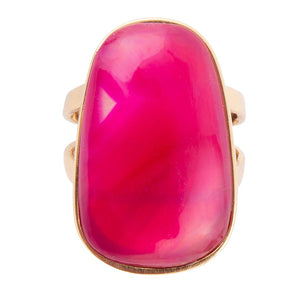 Madeleine Pink Agate Golden Ring detail view by Barse Jewelry