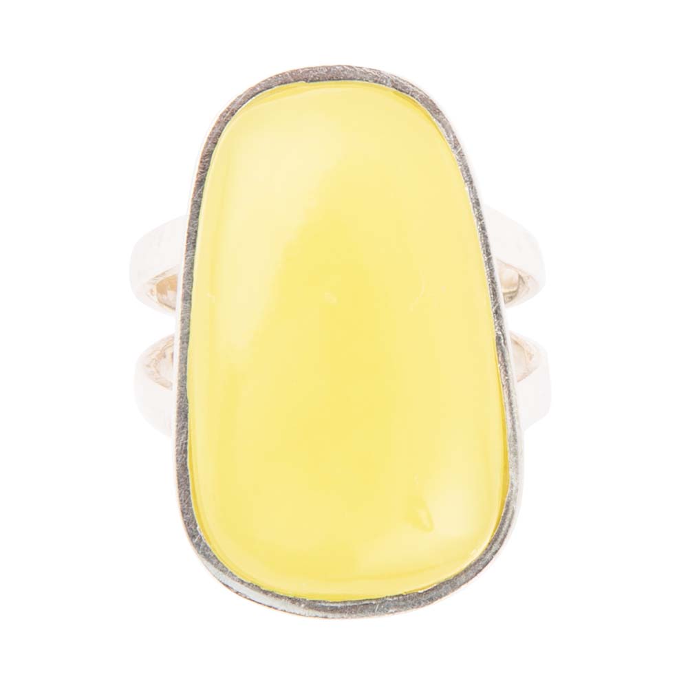 Madeleine Yellow Jade and Sterling Silver Ring detail view by Barse Jewelry