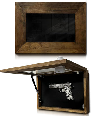 Wall Mounted Pistol Display Case - Handcrafted Gun Cabinet with Magnetic Lock for Secure Storage - Quick Access Gun Display Case with Mount & Customiz by Bellewood Designs