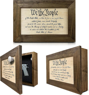We The People Constitution Gun Concealment Furniture - Handcrafted Hidden Gun Storage Wall Decor - Hidden Safe Furniture with Magnetic Lock for Quick by Bellewood Designs