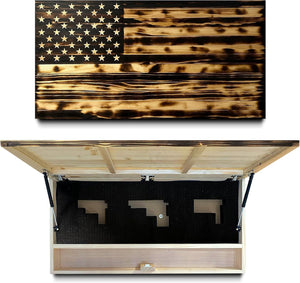 Large American Flag Gun Safe - Quick Access Hidden Gun Safe for Rifles, Shotguns, & Handguns - Gun Concealment Furniture with Magnetic Lock - Gun Self by Bellewood Designs