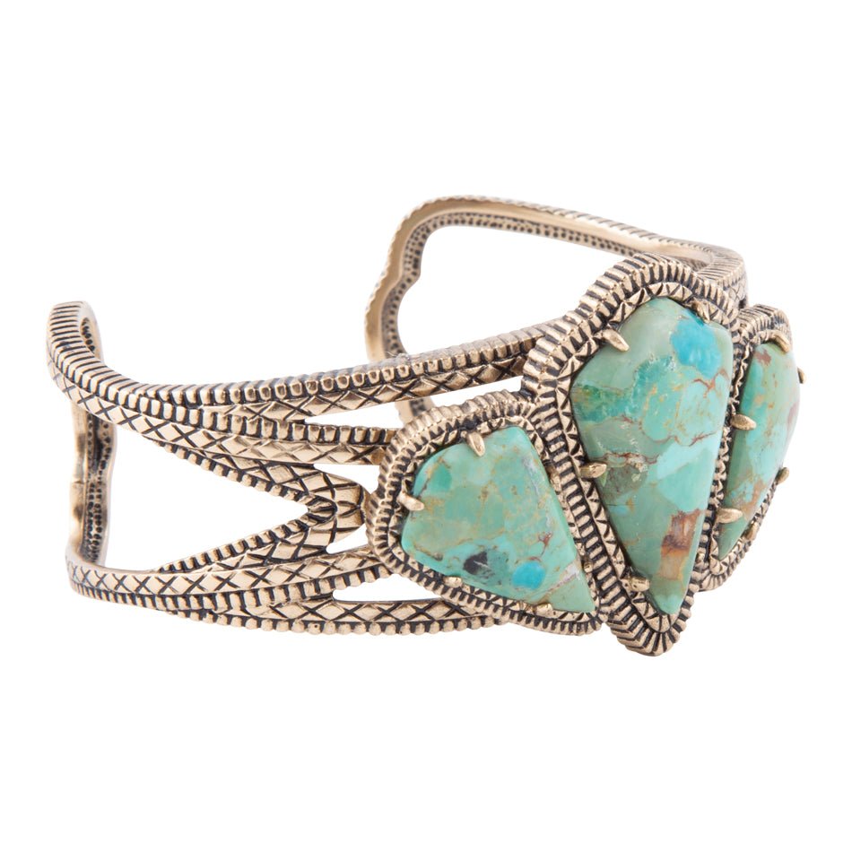 Maltese Blue Turquoise Golden Cuff Bracelet by Barse Jewelry