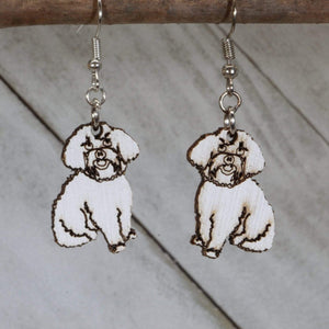 Maltipoo Wooden Earrings | Dog Lover Pet Jewelry by Cate's Concepts, LLC, handmade jewelry detail photo 3