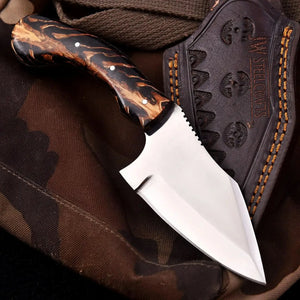 Pinecone Handle Fixed Blade Knife – 4” Stainless Steel Blade | JW SteelCrafts by JW SteelCrafts, Damascus knife detail photo 2