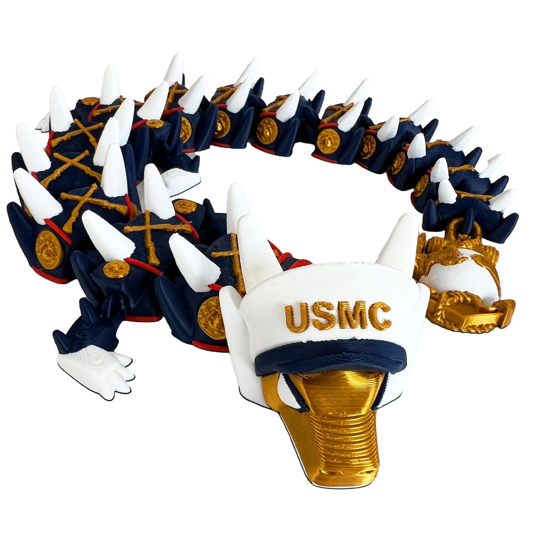 Marine Corps dragon front view with USMC cover and Eagle Globe and Anchor tail