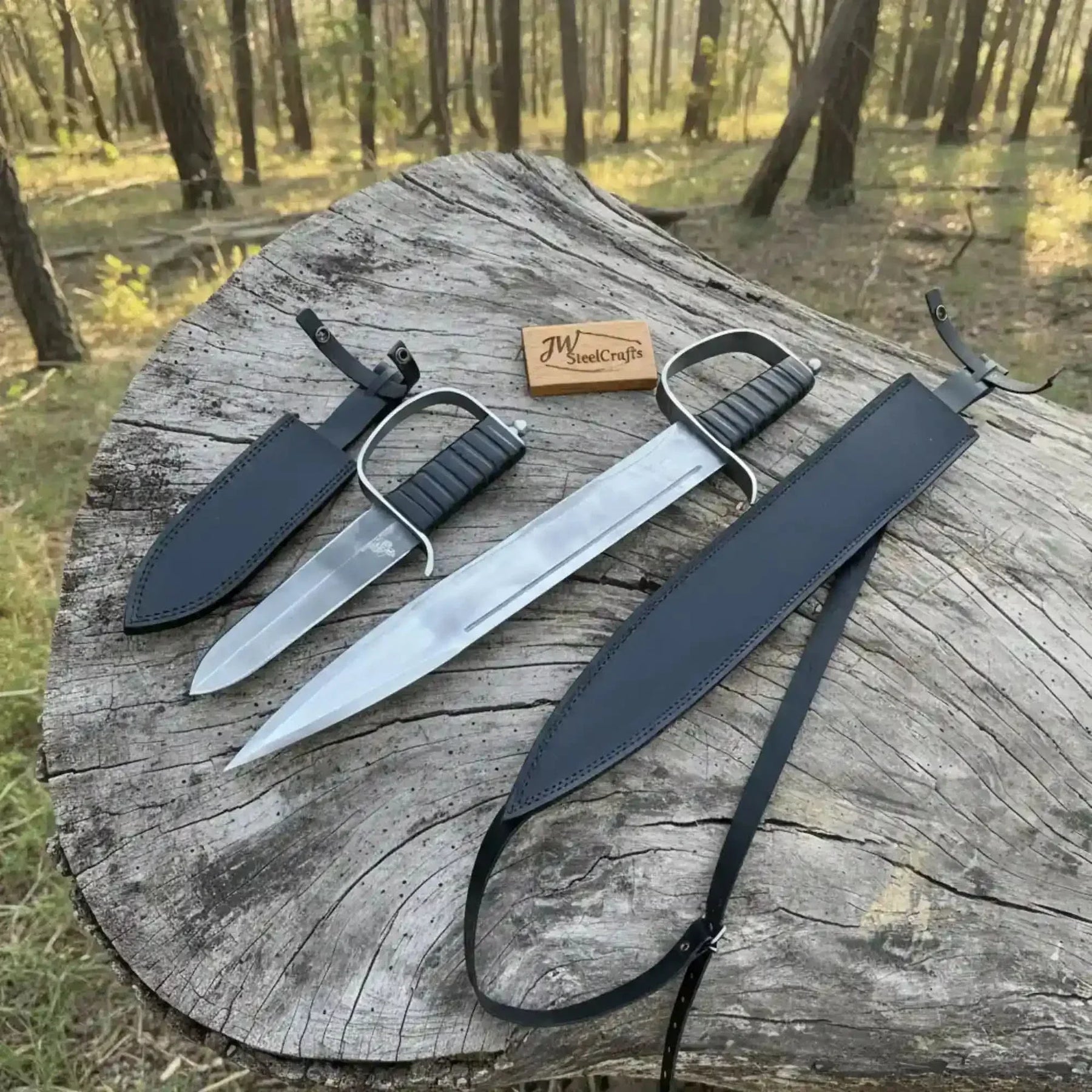 Iron Legion Medieval Sword & Dagger Set Hand-Forged Carbon Steel by JW SteelCrafts, Southern lifestyle apparel main product photo