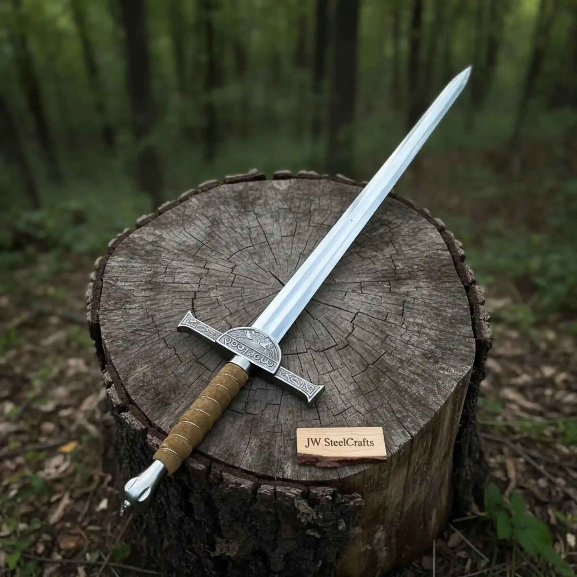 Handmade Iron Oath Medieval Longsword With Carbon Steel Blade | JW SteelCrafts by JW SteelCrafts, Southern lifestyle apparel main product photo