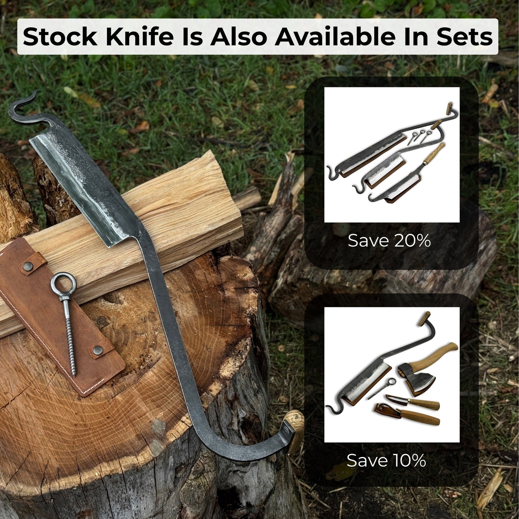 Medium Stock Knife - Cloggers knife detail view by Sharky Forged Steel Tools