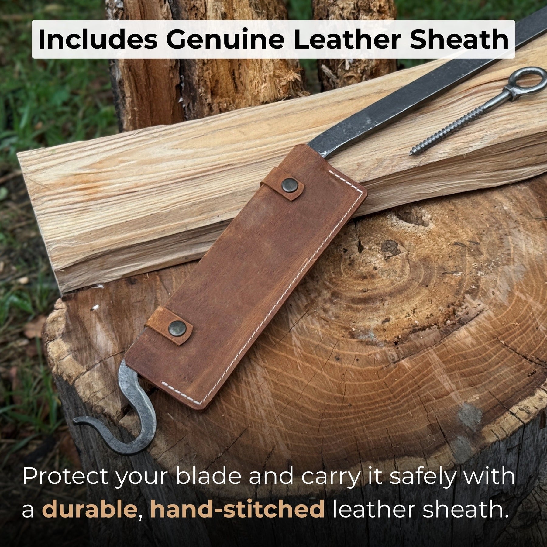Medium Stock Knife - Cloggers knife detail view by Sharky Forged Steel Tools