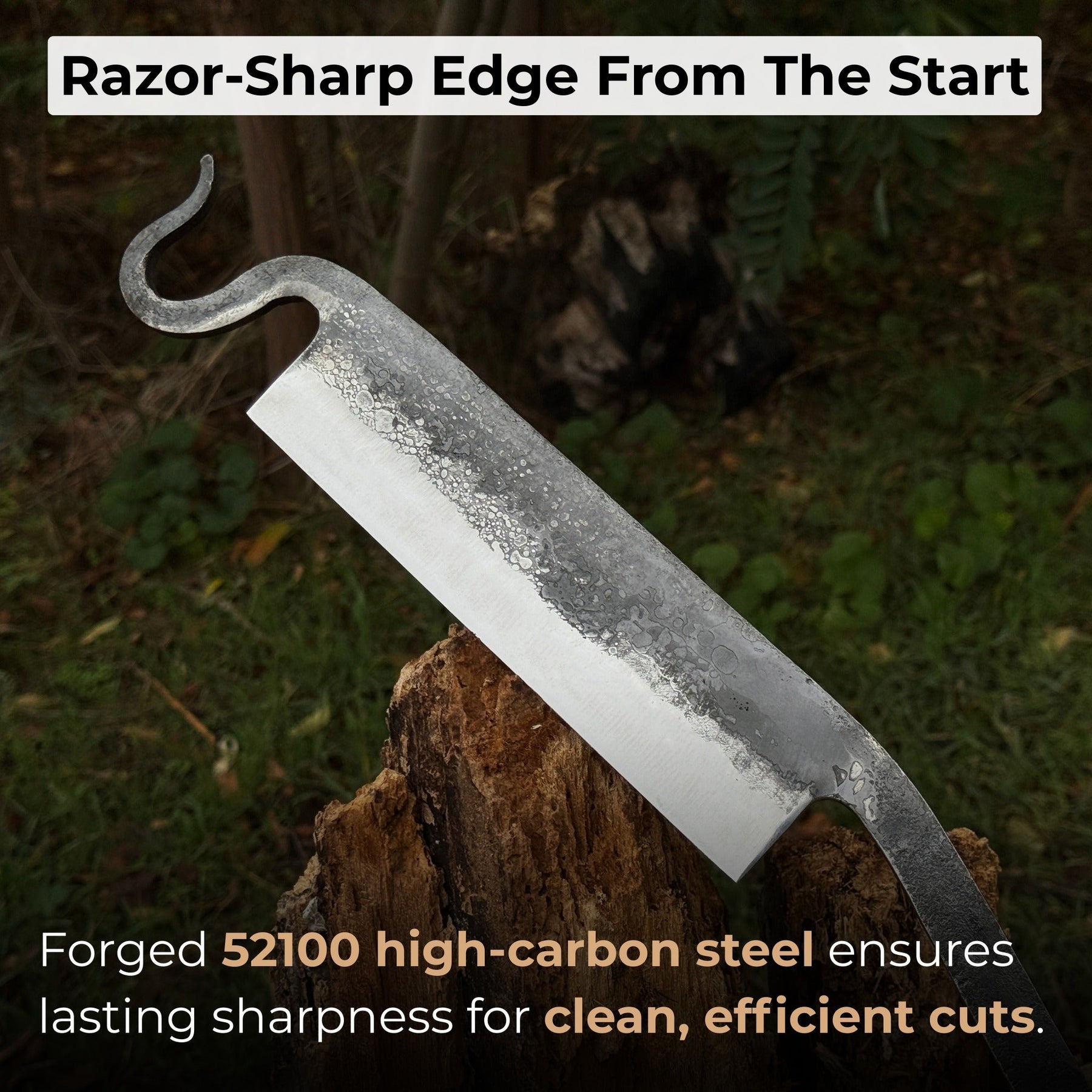 Medium Stock Knife - Cloggers knife detail view by Sharky Forged Steel Tools