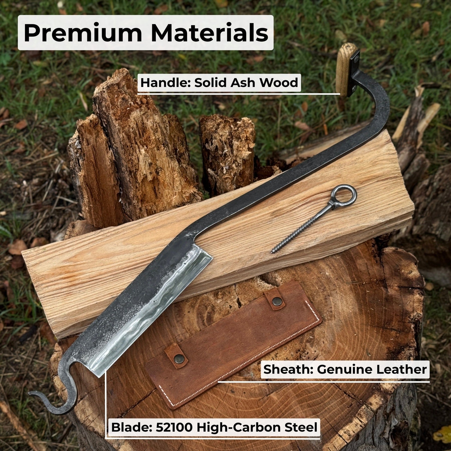 Medium Stock Knife - Cloggers knife detail view by Sharky Forged Steel Tools