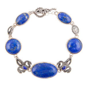 Mehndi Blue Lapis and Sterling Silver Link Bracelet by Barse Jewelry