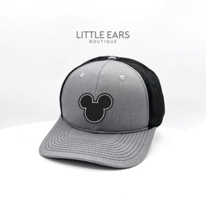 Black & Silver Trucker Hat by Little Ears Boutique, Southern lifestyle apparel detail photo 2