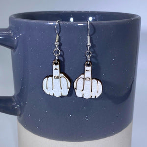 Middle Finger Wooden Dangle Earrings | Funny Rude Jewelry