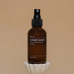 Midnight espresso room spray by gold + ivy, scented candle main product photo
