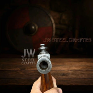 Damascus Pipe Tomahawk Hand Forged Viking Axe detail view by JW SteelCrafts