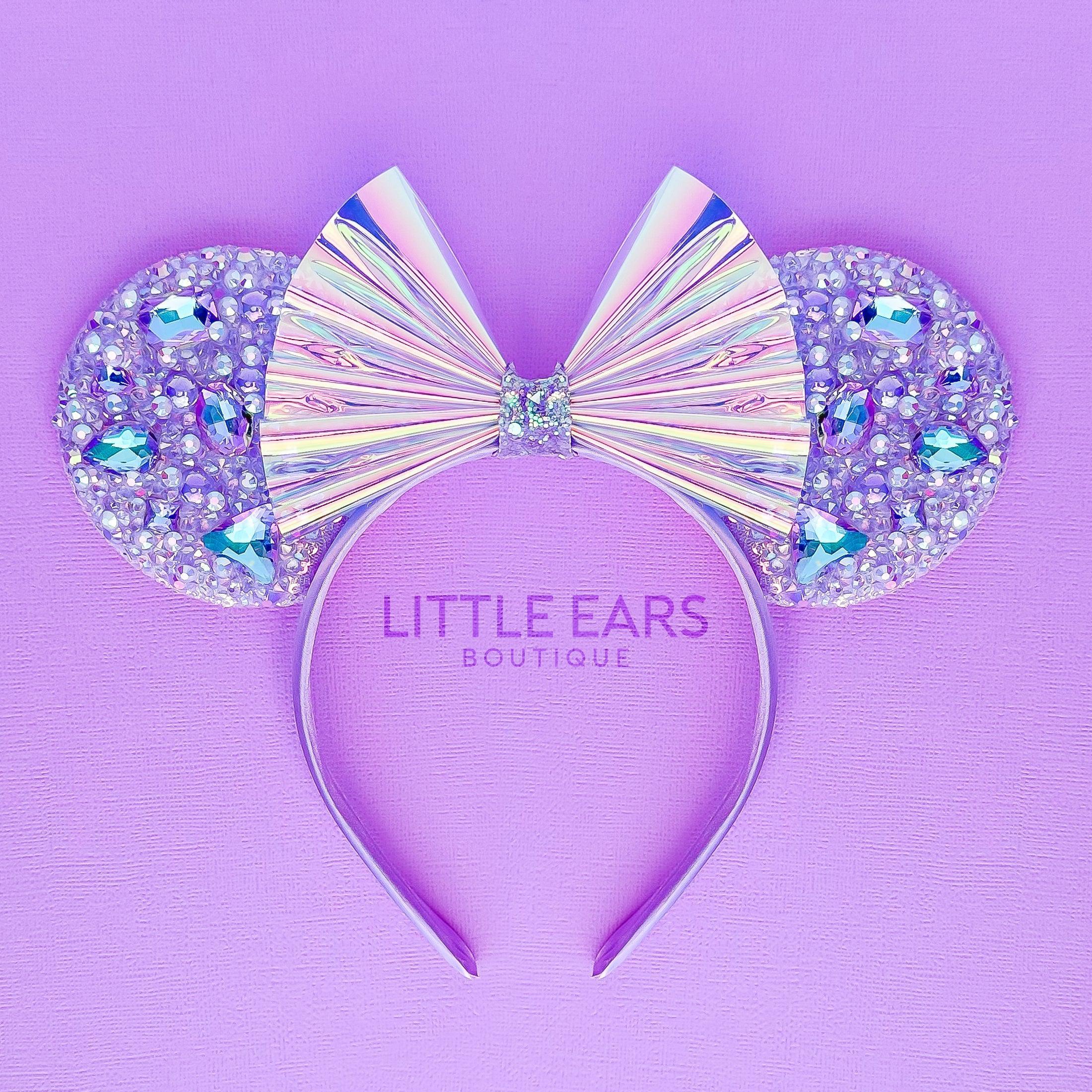 Mint Iridescent Sparkle Ears by Little Ears Boutique, scented candle detail photo 2