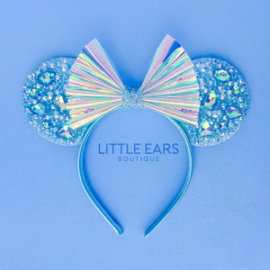 Mint Iridescent Sparkle Ears by Little Ears Boutique, scented candle detail photo 5