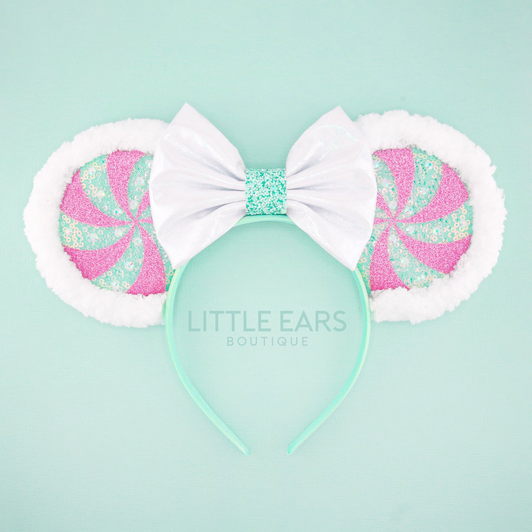 Mint & Pink Candycane Ears by Little Ears Boutique, Southern food gift main product photo