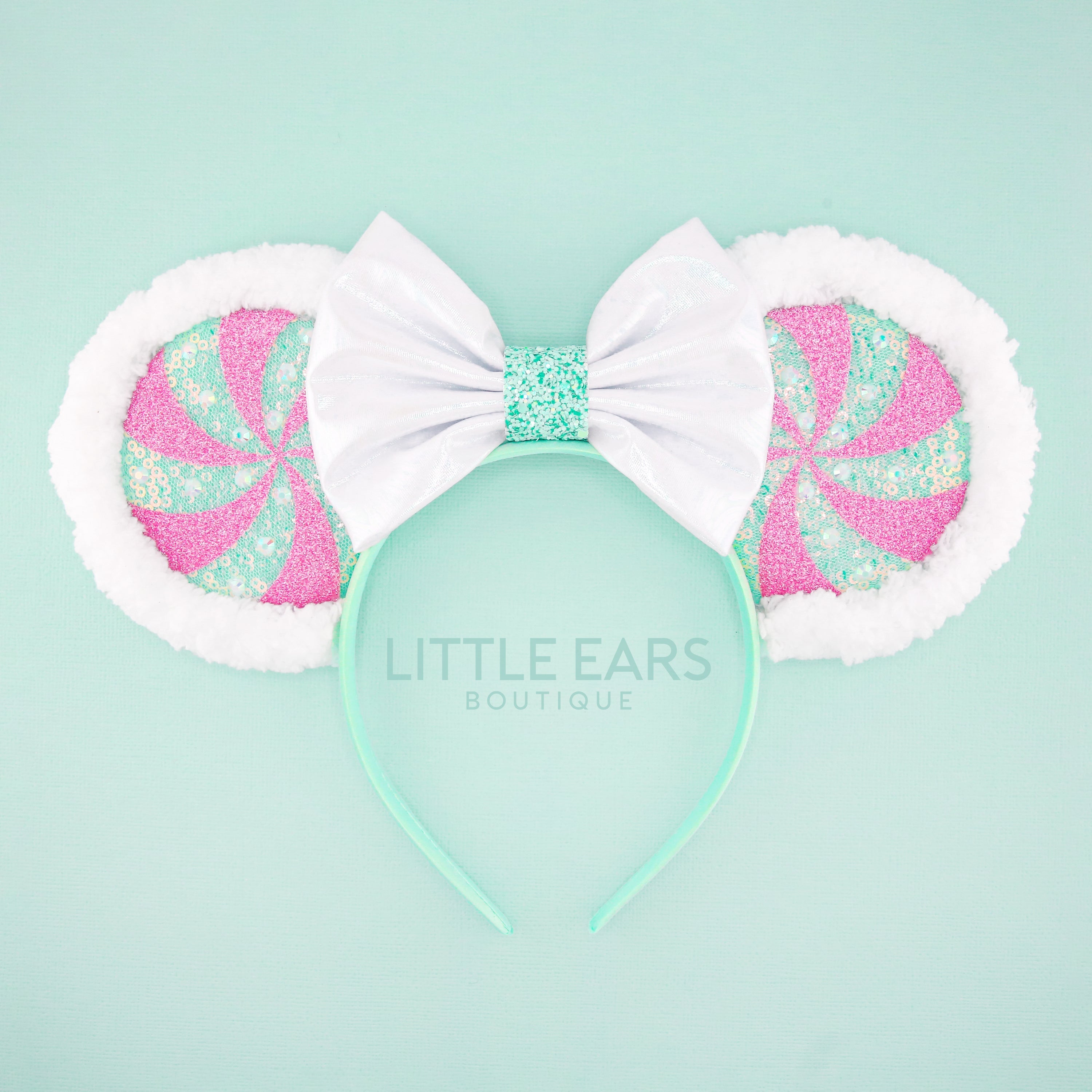 Mint & Pink Candycane Ears by Little Ears Boutique, Southern food gift main product photo