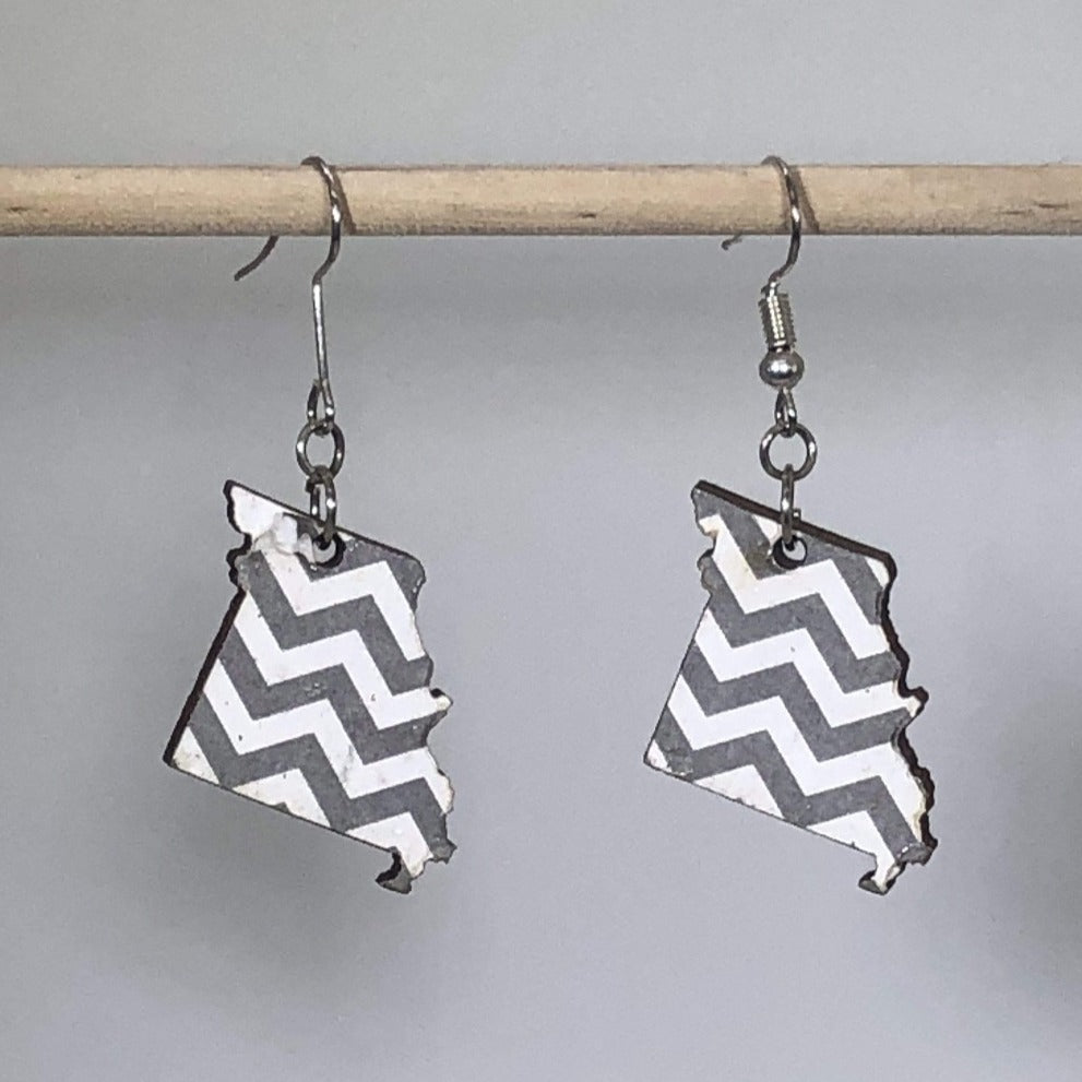 Missouri Chevron Wooden Dangle Earrings | State Jewelry by Cate's Concepts, LLC