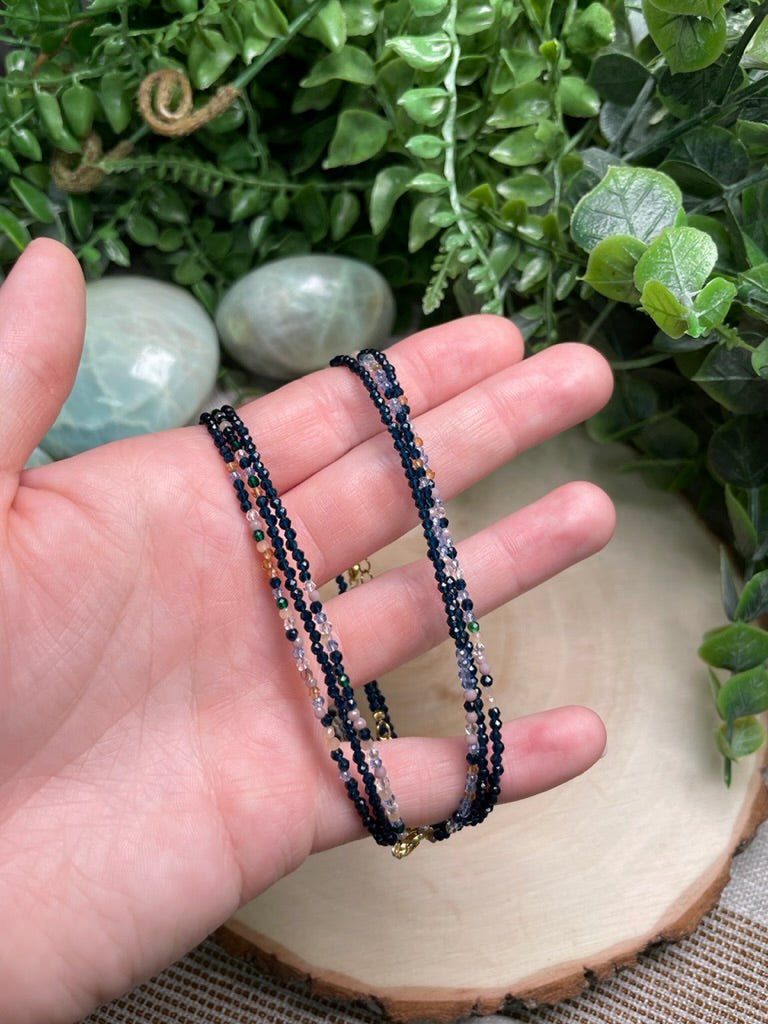 Mixed Crystal Choker Necklace detail view by Copper Ashes