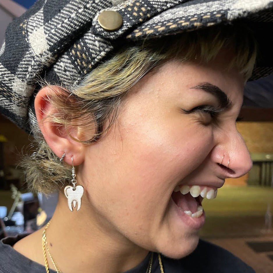 Molar Tooth Wooden Earrings | Dentist Dental Jewelry