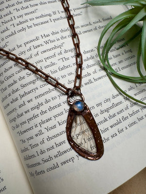 Moonstone and Cicada Wing Necklace by Copper Ashes