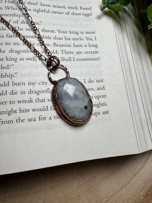 Moonstone Necklace detail view by Copper Ashes