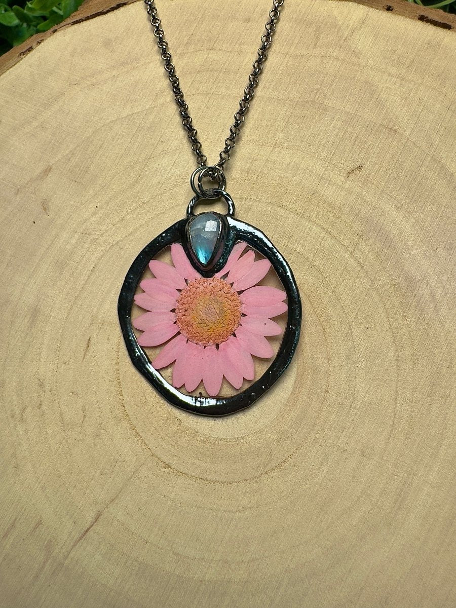 Moonwillow- Moonstone and Flower Necklace by Copper Ashes