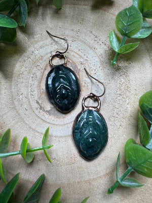 Moss Agate Yoni Earrings by Copper Ashes