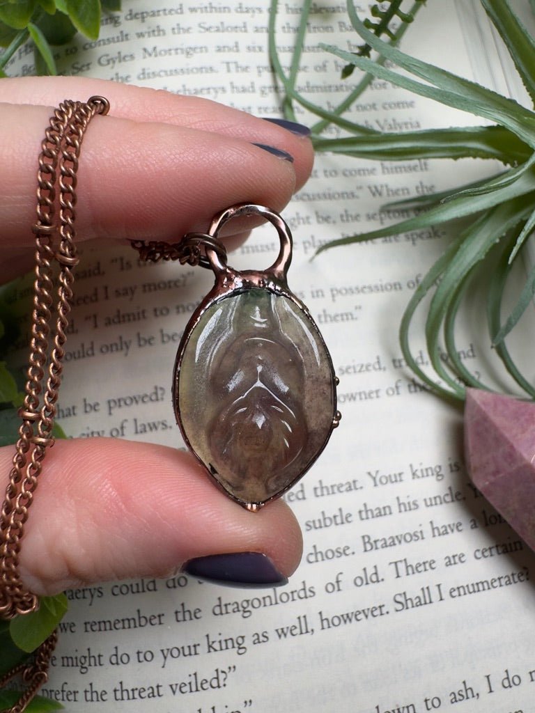 Moss Agate Yoni Necklace by Copper Ashes