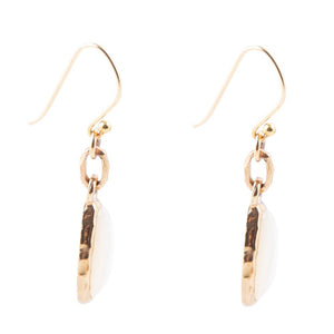 White Mother of Pearl Golden Drop Earrings detail view by Barse Jewelry