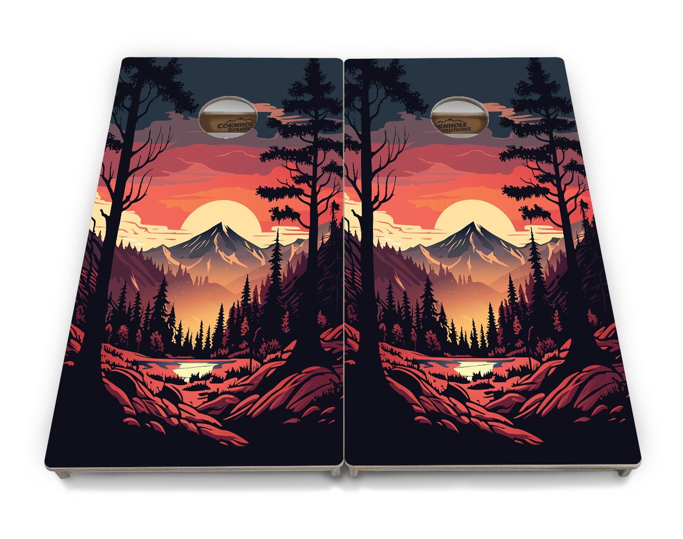 Mountain Sunset - Cornhole Boards - 4 Designs - Tournament Series