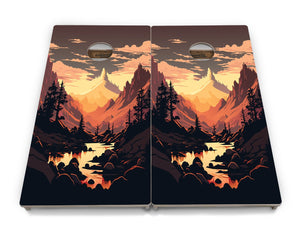 Mountain Sunset - Cornhole Boards - 4 Designs - Tournament Series