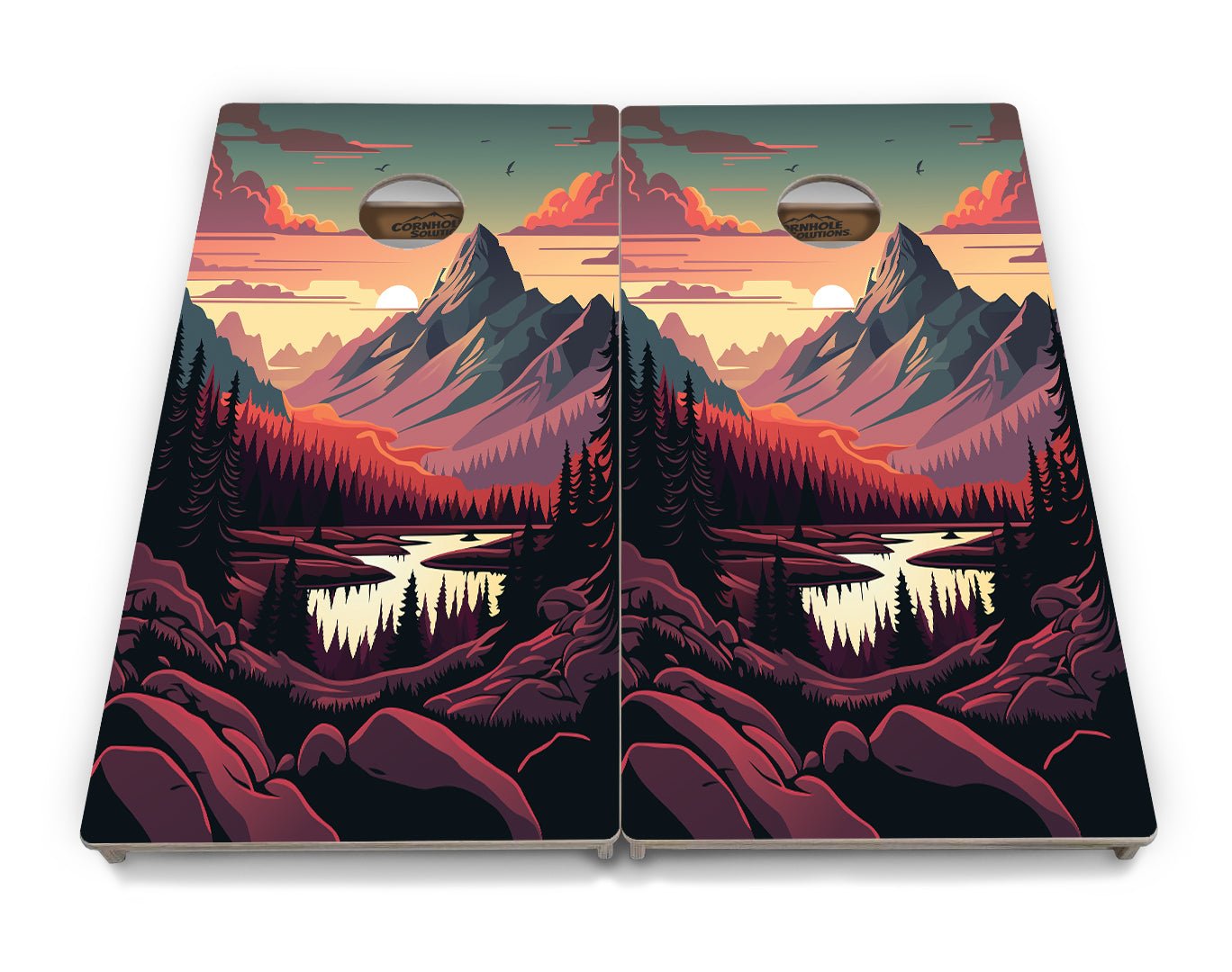 Mountain Sunset - Cornhole Boards - 4 Designs - Tournament Series