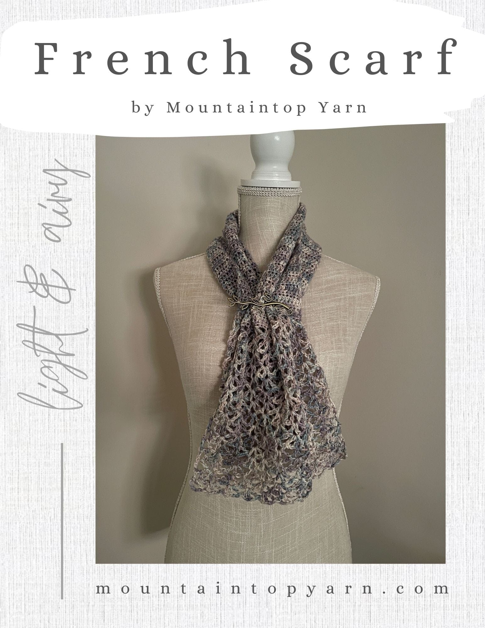 French Scarf Crochet Pattern Digital Patterns by Mountaintop Yarn