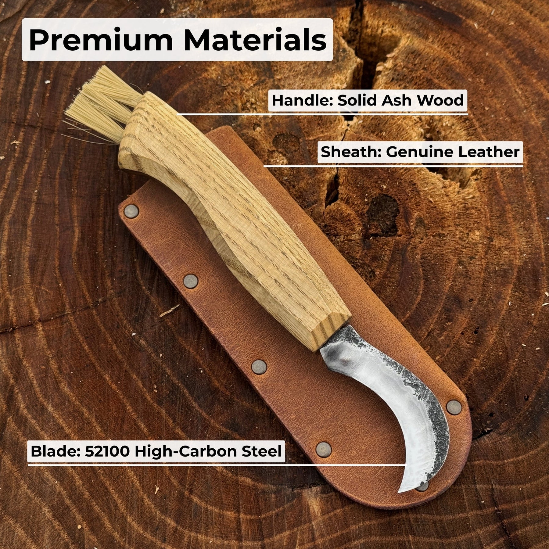 Mushroom Knife for Forest Walks, 6 cm (2.36 inches) detail view by Sharky Forged Steel Tools