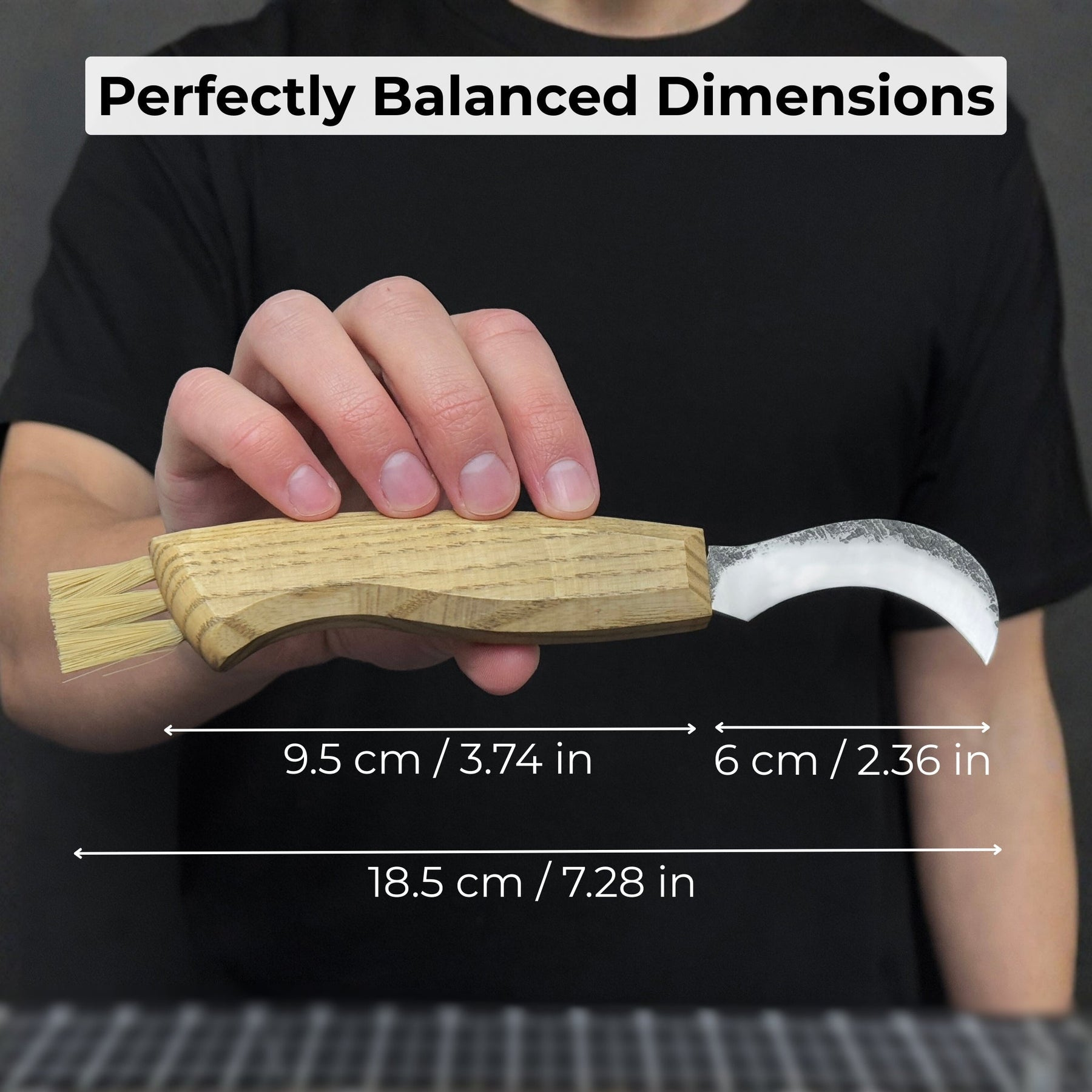 Mushroom Knife for Forest Walks, 6 cm (2.36 inches) detail view by Sharky Forged Steel Tools